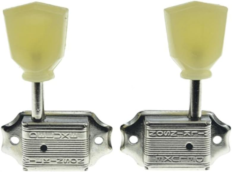 WILKINSON Nickel with Vintage Button 3x3 Deluxe Vintage Tuners Guitar Tuning Keys Machine Heads with Plastic Keystone Buttons for Les Paul/SG/ES, (K1948) - Image 3